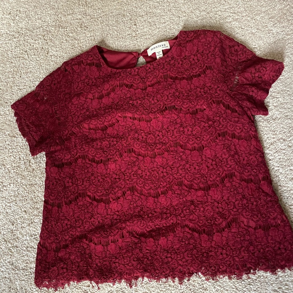 Red lace blouse
